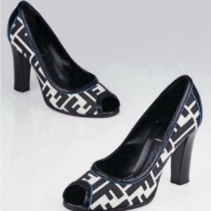 Fendi Zucca Print Peep-Toe Pumps